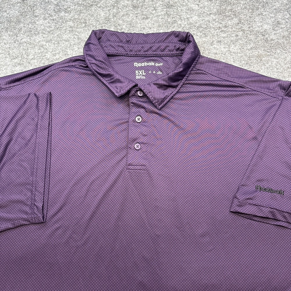 Reebok Golf polo men's 5XL purple grid polyester stretch short sleeve active